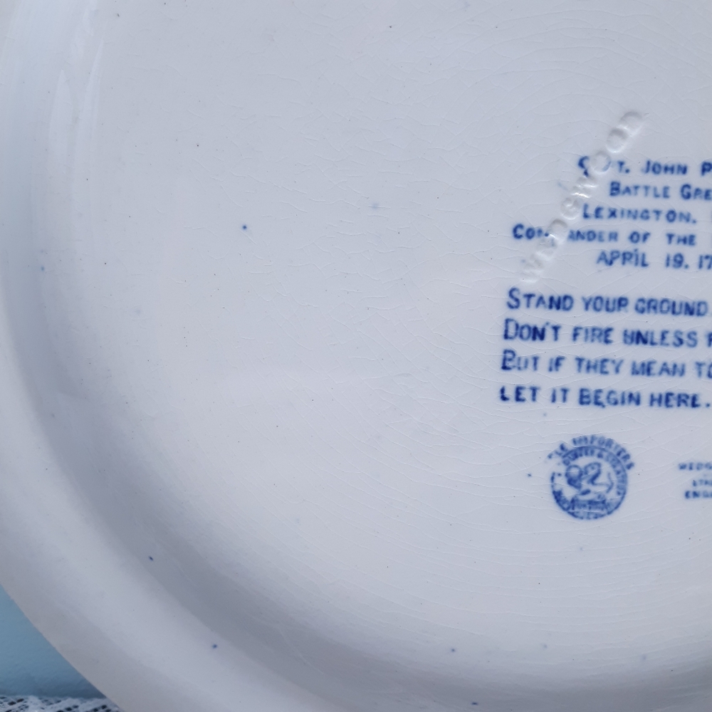 Wedgwood Blue Flow Revolutionary War Transferware Plate John Parker Lexington - Picture 6 of 11